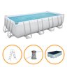 Piscina Estrutural 11.532 Litros Retangular com Capa + Escada e Filtro Bestway - 220V - 2