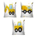 Ver imagem 3 de Cortina Infantil Trator Amarelo + 3 Capas Almofadas 2,6x1,5m