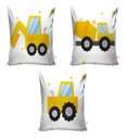 Ver imagem 3 de Cortina Infantil Trator Amarelo + 3 Capas Almofadas 2,6x1,5m
