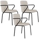 Ver imagem 1 de Kit 03 Cadeiras Estofada para Sala de Jantar com Braço Loft Preto C01 Linho Areia - Lyam Decor