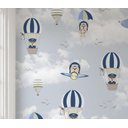 Ver imagem 2 de Papel de parede balão azul ursinho aviador infantil para quarto de bebê M² PP139