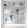 Papel de parede balão azul ursinho aviador infantil para quarto de bebê M² PP139 - 1