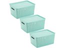 Ver imagem 1 de 3 Caixas Organizadoras com Tampa Grande 15 Lts Rattan Verde