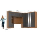 Ver imagem 3 de Guarda-roupa Modulado Casal Completo 4 Peças 8 Portas com Maleiro e Espelho Smart Espresso Móveis