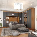 Ver imagem 5 de Guarda-roupa Modulado Casal Completo 4 Peças 8 Portas com Maleiro e Espelho Smart Espresso Móveis