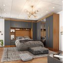 Ver imagem 1 de Guarda-roupa Modulado Casal Completo 4 Peças 8 Portas com Maleiro e Espelho Smart Espresso Móveis