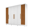 Ver imagem 2 de Guarda Roupa Casal Ripado 6 Pts c/ Pés Branco c/Naturale MDF Cabo Frio Bianchi
