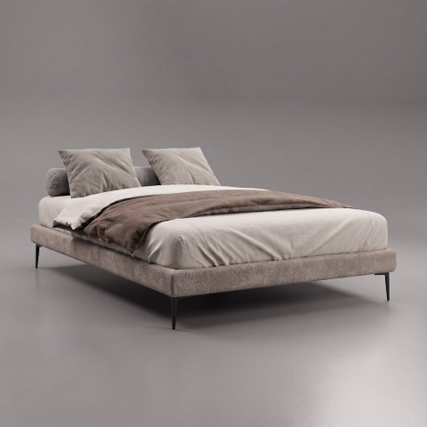 Cama Base Box Casal Unique 138x188 Sommier Moderno Pés de Ferro Bouclê Capuccino - Abmaza