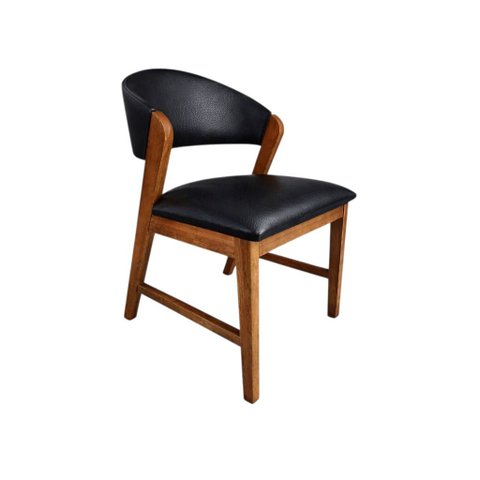 Cadeira Encosto Anatômico Londres Madeira Maciça Sintético Palha CCS Cor:Preto