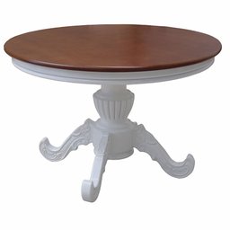 Mesa Clássica Saara 1,10 Entalhada Redonda Branco e Verniz Imbuia Soberati Mesa Clássica Saara Ental - 2