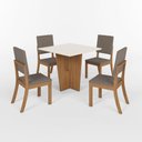 Ver imagem 4 de Conjunto de Jantar Vértice 4 Lugares Tampo MDF com Vidro Cadeiras Milla Off White 90cm Móveis Henn