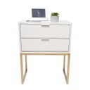 Ver imagem 5 de Mesa de Cabeceira Eco Industrial 40cm Branco 2 Gavetas Pés Ferro Dourado para Quarto Cama