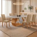 Ver imagem 2 de Mesa de Jantar Alvorada 180cm Tampo Mdf Vidro Canto Copo com 6 Cadeiras Lira