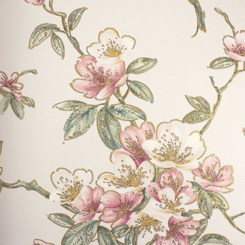 Papel de Parede Floral Vintage Rosa Claro+ Cola Inclusa- Vinilico Lavável