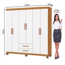 Ver imagem 3 de Guarda-Roupa 6 Portas 2 Gavetas com Pés Aurora Branco/Cinamomo