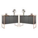 Ver imagem 1 de Armario Industrial 3 Portas Balso Conjunto 2 Peças - Preto Cobre Preto Cobre