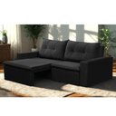 Ver imagem 1 de Sofá Retrátil 2 Lugares 1,80m Londres Suede Preto Mirra Decor