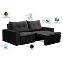 Ver imagem 4 de Sofá Retrátil 2 Lugares 1,80m Londres Suede Preto Mirra Decor