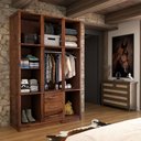 Ver imagem 2 de Guarda-roupa Solteiro Rústico 8 Portas 3 Gavetas Madeira Maciça com Espelho Mogano - Panorama Móveis
