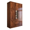 Ver imagem 3 de Guarda-roupa Solteiro Rústico 8 Portas 3 Gavetas Madeira Maciça com Espelho Mogano - Panorama Móveis