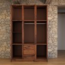 Ver imagem 6 de Guarda-roupa Solteiro Rústico 8 Portas 3 Gavetas Madeira Maciça com Espelho Mogano - Panorama Móveis