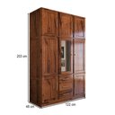 Ver imagem 4 de Guarda-roupa Solteiro Rústico 8 Portas 3 Gavetas Madeira Maciça com Espelho Mogano - Panorama Móveis