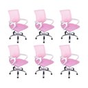 Ver imagem 1 de Kit 6 Cadeiras de Escritório Begonia Tela Mesh Ergonômico Rosa