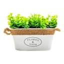 Ver imagem 3 de Cachepo Arranjo Flores & Vaso Floreira Metal E Alça De Corda