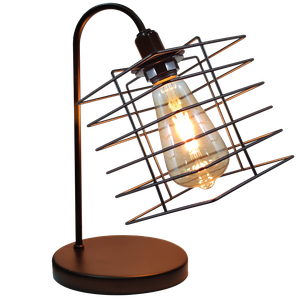 Abajur de Quarto Luminária Industrial Aramado Boxy Preta