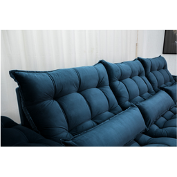 Sofá Retrátil e Reclinável Ipanema 2,10m em Tecido Veludo C/ 03 Módulos - Montagem Inclusa:azul - 7