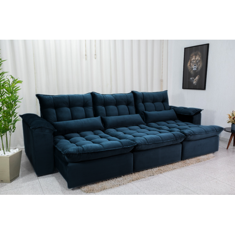 Sofá Retrátil e Reclinável Ipanema 2,10m em Tecido Veludo C/ 03 Módulos - Montagem Inclusa