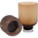 Ver imagem 4 de Mondello Vaso 18x10x10cm Vidro Âmbar Base Madeira