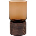 Ver imagem 1 de Mondello Vaso 18x10x10cm Vidro Âmbar Base Madeira