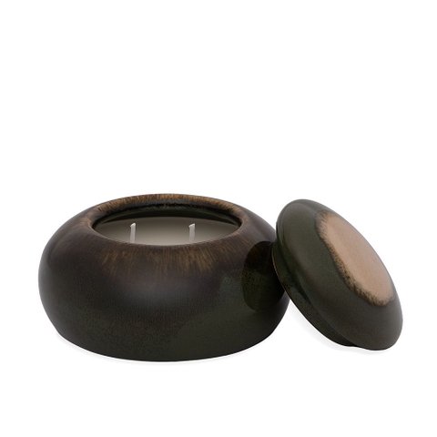 Vela Decorativa com Suporte em Cerâmica Verde 11,5cm 22418 Mart