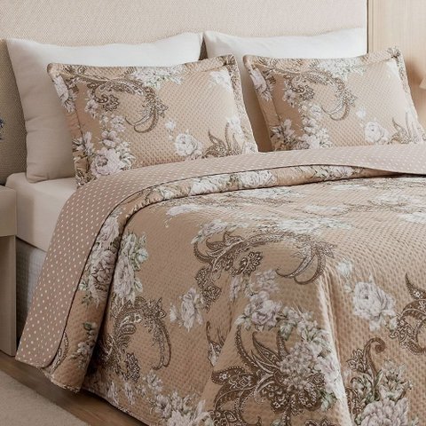 Kit Cobre Leito Colcha Colore Estampado Sb Casa
