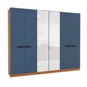 Ver imagem 2 de Guarda-roupa Casal Lisboa 6 Portas 4 Gavetas com Espelho Freijó/azul - Politorno