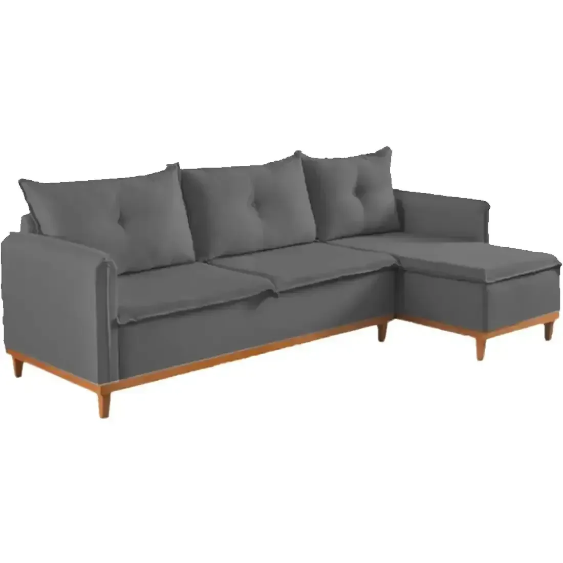 Sofá Orlando 4 Lugares com Chaise Tecido Linho 240cm Boareto Cor Grafite