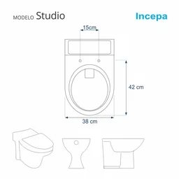 Assento Sanitário Poliéster Studio Branco para vaso Incepa - 5