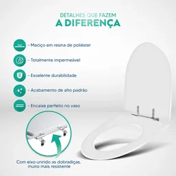 Assento Sanitário Poliéster Studio Branco para vaso Incepa - 3
