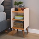 Ver imagem 1 de Mesa de Cabeceira Criado Quarto Escritório Max Retro - Off e Cinamomo