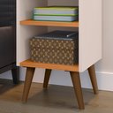 Ver imagem 3 de Mesa de Cabeceira Criado Quarto Escritório Max Retro - Off e Cinamomo