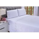 Ver imagem 3 de Jogo lençol Floral quarto casal Queen bordado 4 peças 2fronha: Branco com Cinza