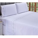 Ver imagem 2 de Jogo lençol Floral quarto casal Queen bordado 4 peças 2fronha: Branco com Cinza