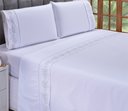 Ver imagem 2 de Jogo lençol Floral quarto casal Queen bordado 4 peças 2fronha: Branco com Cinza