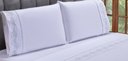 Ver imagem 4 de Jogo lençol Floral quarto casal Queen bordado 4 peças 2fronha: Branco com Cinza