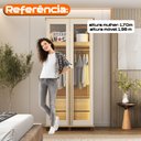 Ver imagem 5 de Guarda-Roupas Solteiro 2 Portas Reflecta com LED 2 Gavetas Interna com Pés Atlas Cinamomo Off White