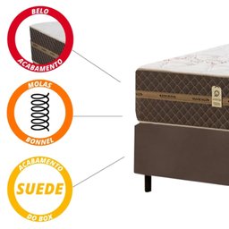 Cama Box Casal Colchão Molas Flora Gazin + Box Sintético 52x138x188 Cor:Marrom - 7