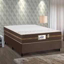 Cama Box Casal Colchão Molas Flora Gazin + Box Sintético 52x138x188 Cor:Marrom - 2