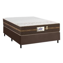 Cama Box Casal Colchão Molas Flora Gazin + Box Sintético 52x138x188 Cor:Marrom - 1