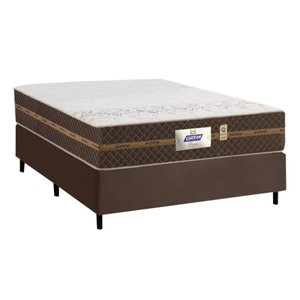 Cama Box Casal Colchão Molas Flora Gazin + Box Sintético 52x138x188 Cor:Marrom